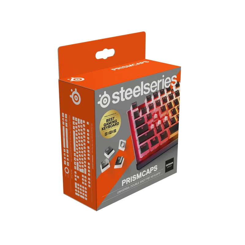 axisgo - SteelSeries PrismCaps – Double-Shot-Tastenset mit „Pudding“-Optik – Kompatibilität mit allen gängigen mechanischen Tastaturen – MX-Stößel – Schwarz (Deutsches Tastaturlayout)