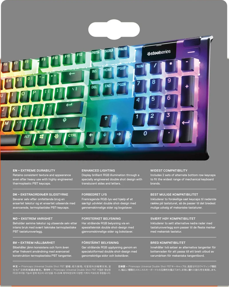 axisgo - SteelSeries PrismCaps – Double-Shot-Tastenset mit „Pudding“-Optik – Kompatibilität mit allen gängigen mechanischen Tastaturen – MX-Stößel – Schwarz (Deutsches Tastaturlayout)