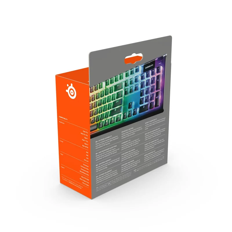 axisgo - SteelSeries PrismCaps – Double-Shot-Tastenset mit „Pudding“-Optik – Kompatibilität mit allen gängigen mechanischen Tastaturen – MX-Stößel – Schwarz (Deutsches Tastaturlayout)