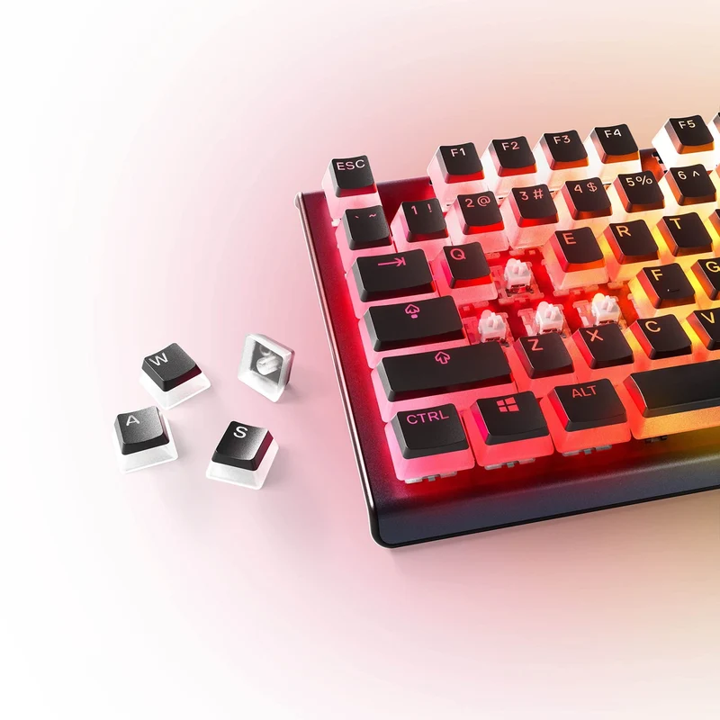 axisgo - SteelSeries PrismCaps – Double-Shot-Tastenset mit „Pudding“-Optik – Kompatibilität mit allen gängigen mechanischen Tastaturen – MX-Stößel – Schwarz (Deutsches Tastaturlayout)