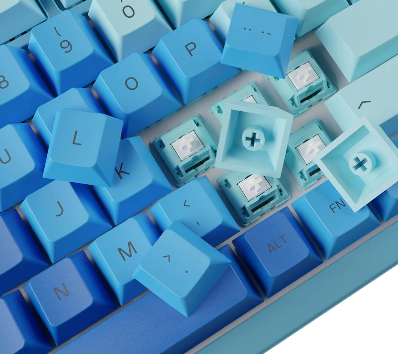 axisgo - Glorious Gaming 115x GPBT-Keycaps - Cherry-Profil, äußerst widerstandsfähiger PBT-Kunststoff, optisch EIN Blickfang, überragende Akustik, Originalschrift, Deutsch Layout - Ocean