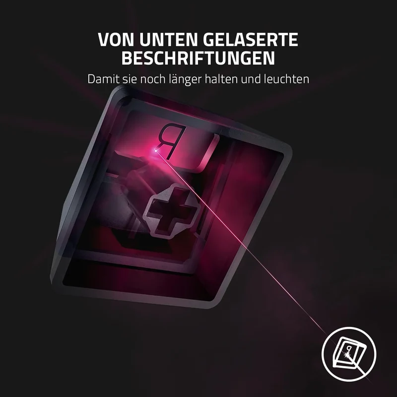 axisgo - Razer Phantom Tastenkappen-Set - Hintergrundbeleuchtungskompatibel Tasten für Razer Tastaturen (für Switches mit kreuzförmiger Achse, ABS-Material, 128 Keycaps) QWERTZ DE-Tasten | Schwarz