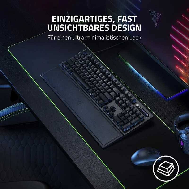 axisgo - Razer Phantom Tastenkappen-Set - Hintergrundbeleuchtungskompatibel Tasten für Razer Tastaturen (für Switches mit kreuzförmiger Achse, ABS-Material, 128 Keycaps) QWERTZ DE-Tasten | Schwarz
