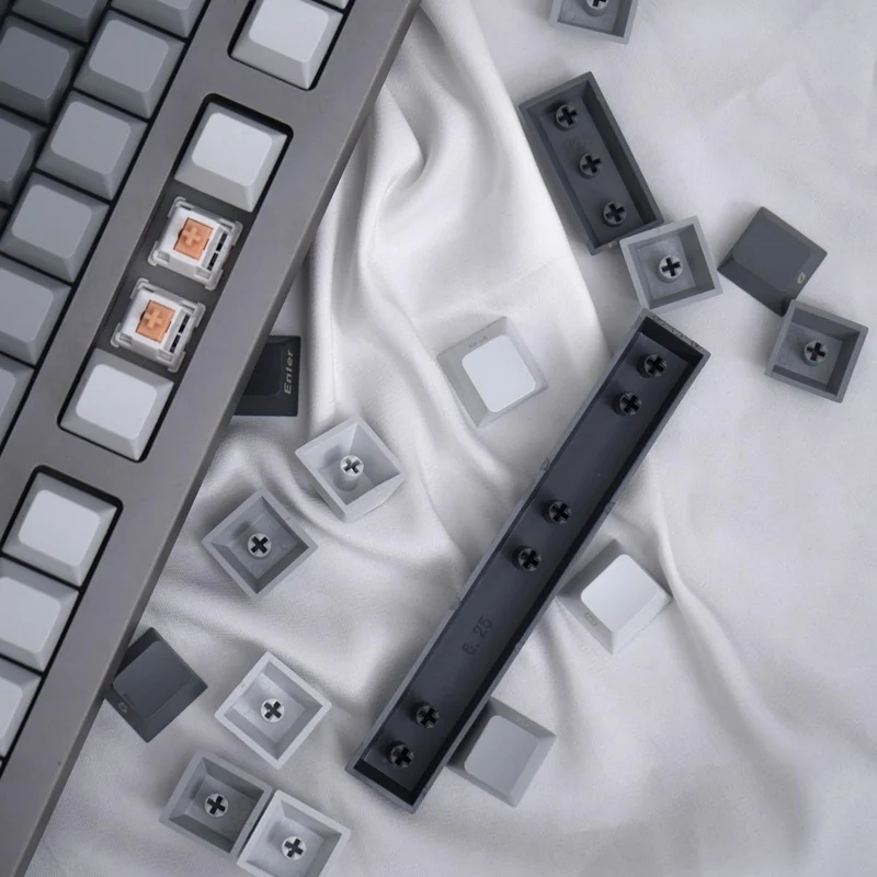 axisgo - 125 Tasten Gradient Grau Keycaps PBT Dye Sub Cherry Profil Tastenkappen Set Fit für Cherry Mx Schalter Mechanische Tastatur
