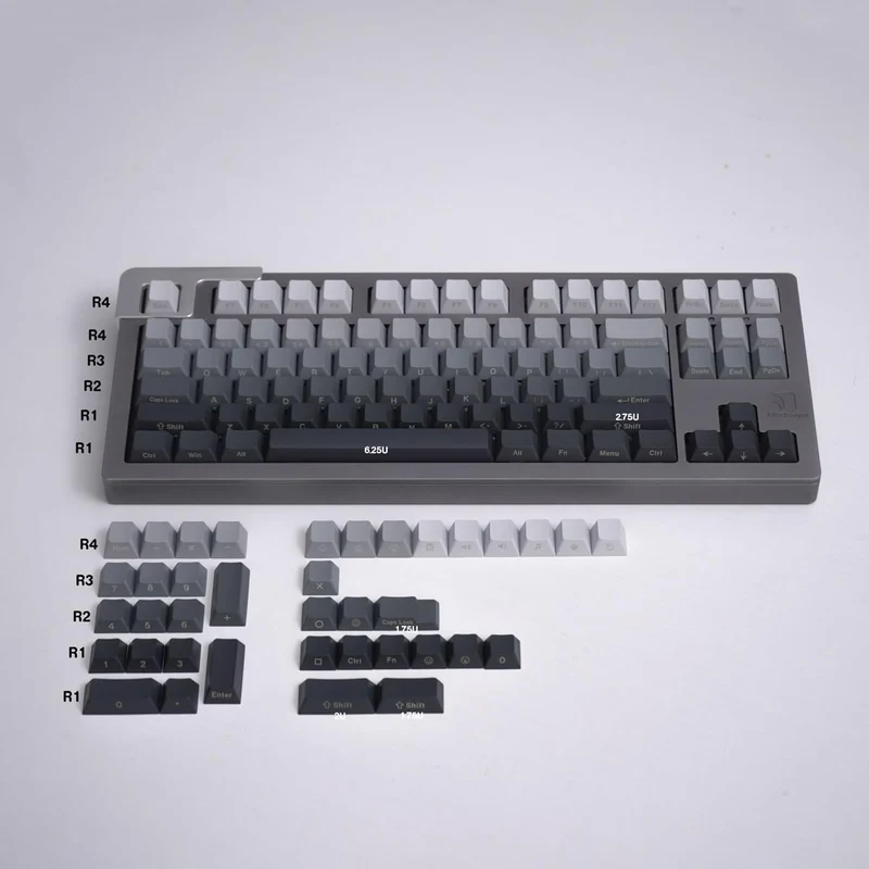 axisgo - 125 Tasten Gradient Grau Keycaps PBT Dye Sub Cherry Profil Tastenkappen Set Fit für Cherry Mx Schalter Mechanische Tastatur