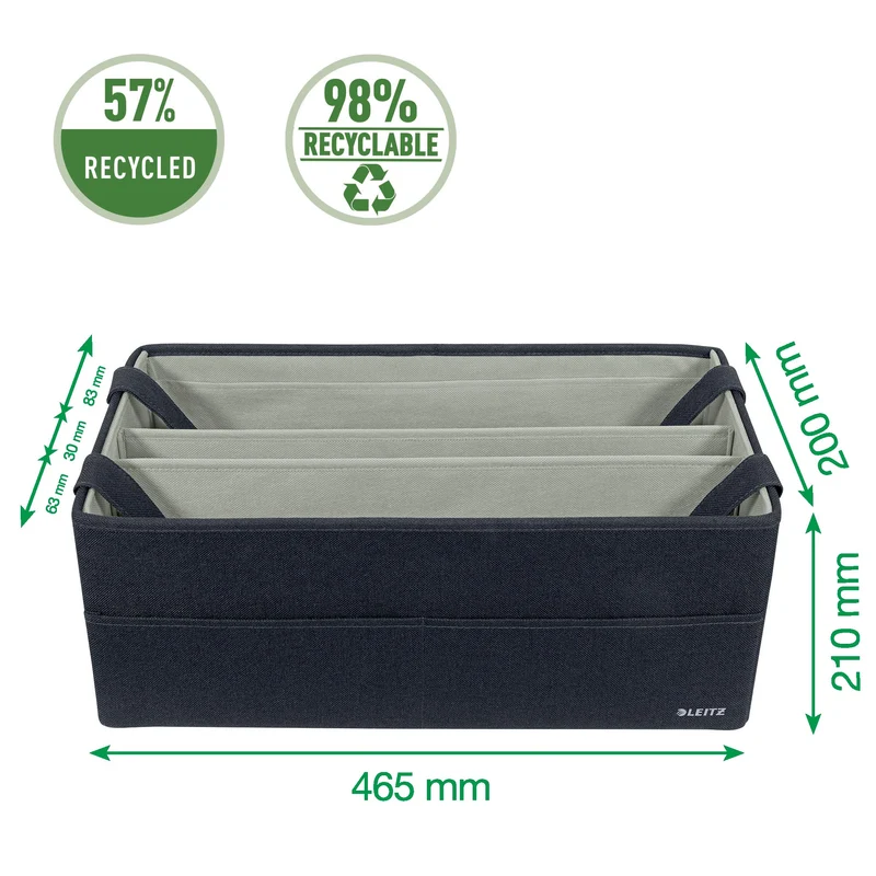axisgo - Leitz Desk Sharing Arbeitstasche aus Stoff für hybrides und mobiles Arbeiten, Faltbare Laptop-Tasche & Aufbewahrungstasche für Büro & Laptop-Zubehör, Hot Desking Bag mit Tragegriffen, Grau, 64440089