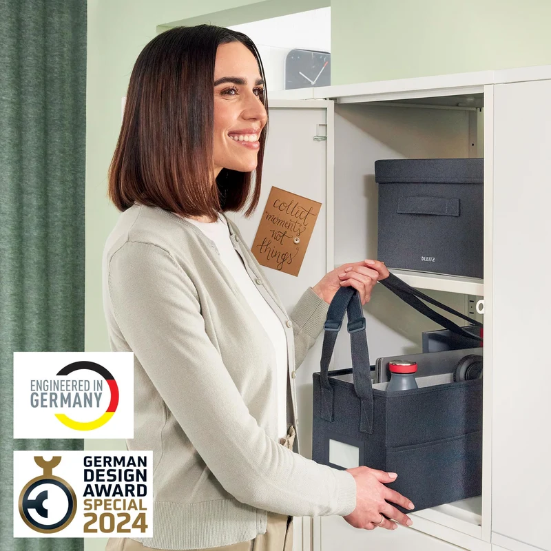 axisgo - Leitz Desk Sharing Arbeitstasche aus Stoff für hybrides und mobiles Arbeiten, Faltbare Laptop-Tasche & Aufbewahrungstasche für Büro & Laptop-Zubehör, Hot Desking Bag mit Tragegriffen, Grau, 64440089