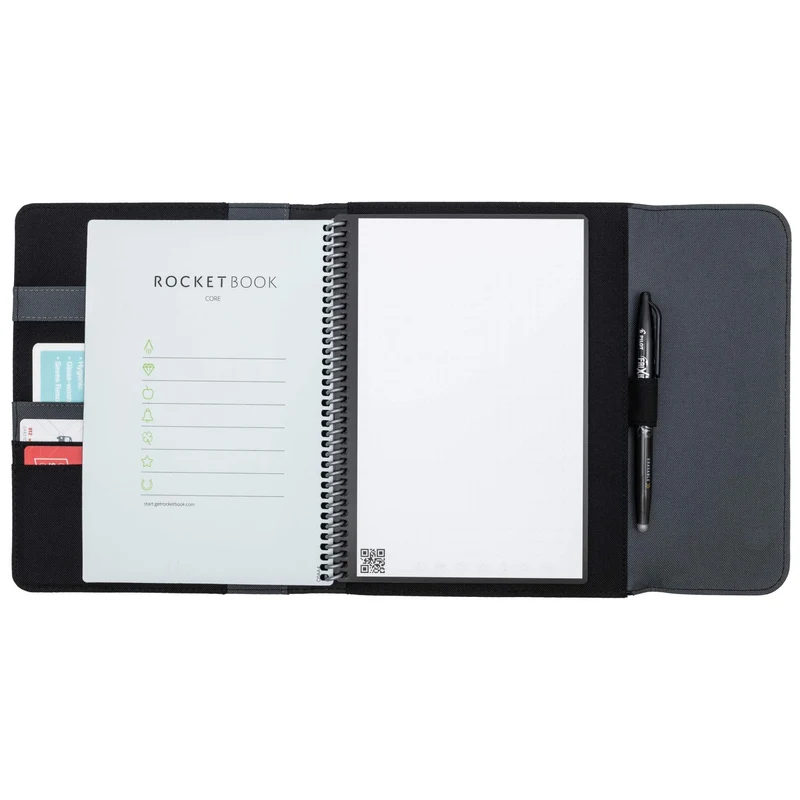 axisgo - Rocketbook Capsule 2.0 Folio Cover für Core und Fusion | 100% recycelbar, mit Stifthalter, magnetischem Verschluss und Innenstaufach | Schwarz, Executive A5 Größe 15.2 cm x 22.3 cm, 1 Stück
