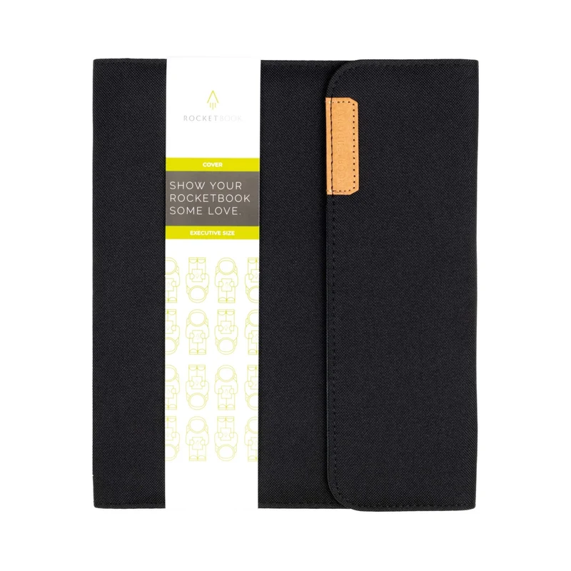 axisgo - Rocketbook Capsule 2.0 Folio Cover für Core und Fusion | 100% recycelbar, mit Stifthalter, magnetischem Verschluss und Innenstaufach | Schwarz, Executive A5 Größe 15.2 cm x 22.3 cm, 1 Stück