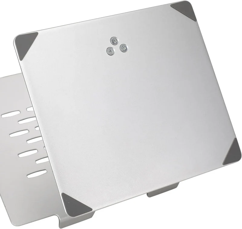 axisgo - Amazon Basics Verstellbarer ergonomischer Laptopständer mit Wärmeabzug, stufenlose Höhen- und Winkelverstellung, ideal für einen Laptop bis 43,9 cm (17,3 Zoll), 27.9 x 23 x 5.6 cm, Silber