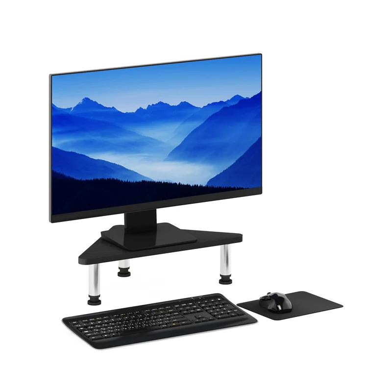 axisgo - Furinno Turn-n-Tube Eckmonitor Riser Ständer, Americano, Edelstahlrohre, 49.8 (Breite) x 11.7 (Höhe) x 26.9 (Tiefe) cm