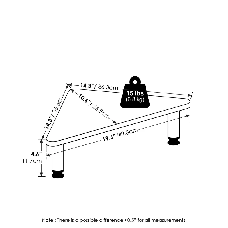 axisgo - Furinno Turn-n-Tube Eckmonitor Riser Ständer, Americano, Edelstahlrohre, 49.8 (Breite) x 11.7 (Höhe) x 26.9 (Tiefe) cm