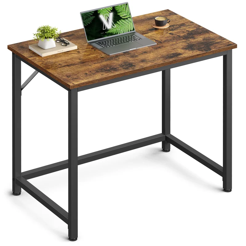 axisgo - VASAGLE Tisch, Computertisch, Bürotisch, 80 x 50 x 76 cm, für Arbeitszimmer, Schlafzimmer, Wohnzimmer, vintagebraun-tintenschwarz LWD038B01V1