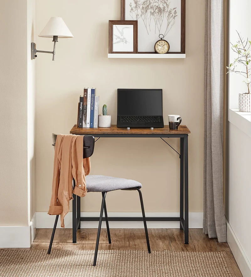 axisgo - VASAGLE Tisch, Computertisch, Bürotisch, 80 x 50 x 76 cm, für Arbeitszimmer, Schlafzimmer, Wohnzimmer, vintagebraun-tintenschwarz LWD038B01V1