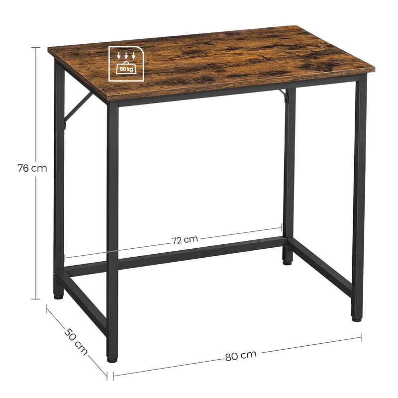 axisgo - VASAGLE Tisch, Computertisch, Bürotisch, 80 x 50 x 76 cm, für Arbeitszimmer, Schlafzimmer, Wohnzimmer, vintagebraun-tintenschwarz LWD038B01V1
