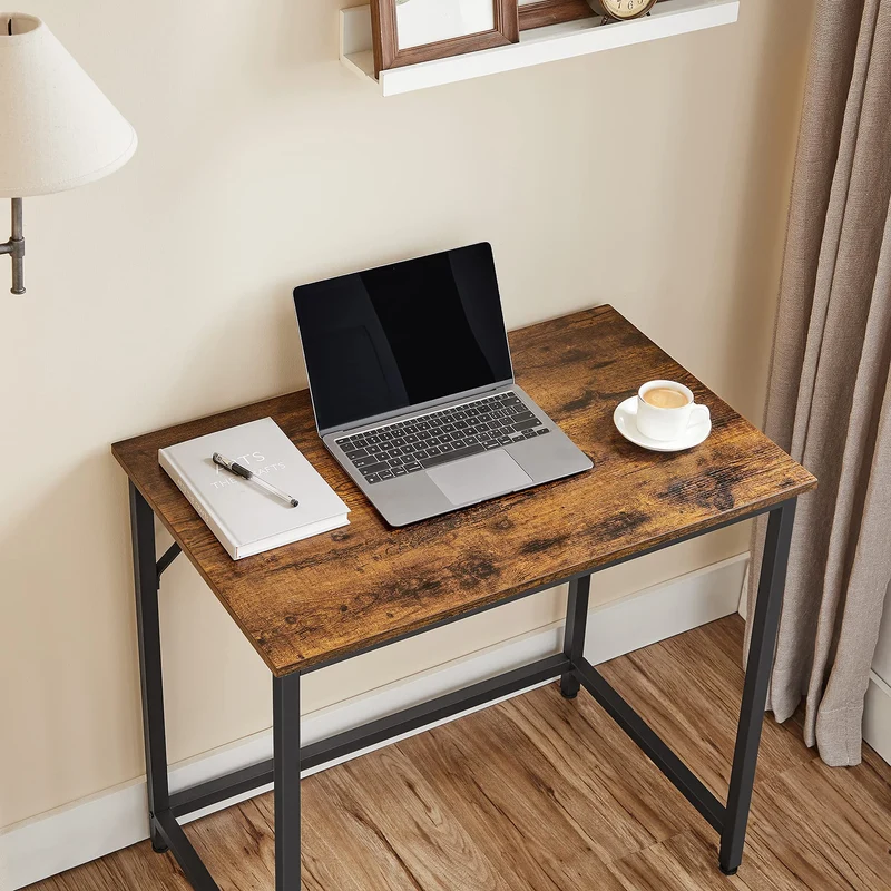 axisgo - VASAGLE Tisch, Computertisch, Bürotisch, 80 x 50 x 76 cm, für Arbeitszimmer, Schlafzimmer, Wohnzimmer, vintagebraun-tintenschwarz LWD038B01V1
