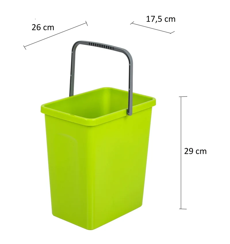 axisgo - BranQ - Home essential Universelles Set mit 3 Körben zur Abfalltrennung mit praktischem Griff aus hochwertigem BPA-Material, Gelb/Grün/Blau, 17,5x26x29 cm (LxBxH), 5901098049603