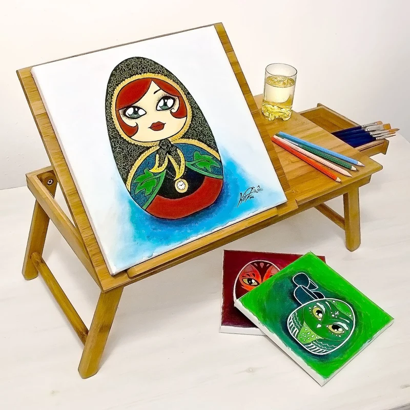 axisgo - Relaxdays Laptoptisch aus Bambus HBT: 24 x 55 x 33 cm Beistelltisch mit praktischem Fach für Stifte oder Notizen verstellbarer Computertisch als Knietisch und Betttisch Notebooktisch aus Holz, natur