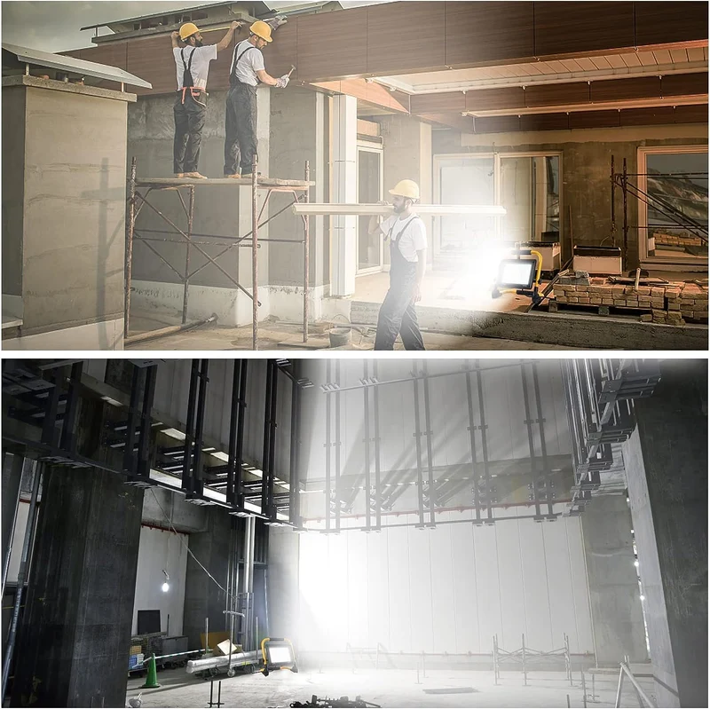 axisgo - LED Baustrahler, 50W 5000LM Arbeitsleuchte, LED Arbeitsleuchte mit Stecker, IP66 Wasserdicht Baustrahler mit 4M Kabel, Tragbar für Werkstatt oder Baustelle,Garage, 6500K