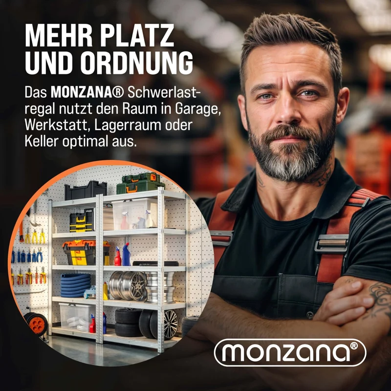 axisgo - Monzana® 2X Schwerlastregal 180x90x40cm Befestigungsmaterial 1750kg 10 MDF-Platten Kellerregal Lagerregal Steckregal Metallregal Werkstattregal Silber