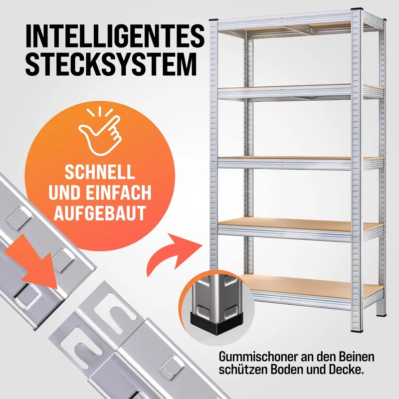 axisgo - Monzana® 2X Schwerlastregal 180x90x40cm Befestigungsmaterial 1750kg 10 MDF-Platten Kellerregal Lagerregal Steckregal Metallregal Werkstattregal Silber