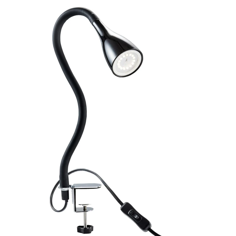 axisgo - B.K.Licht - Schreibtischlampe mit Kabelschalter, dimmbar in Stufen, schwenkbar, Tischlampe, Klemmleuchte, Tischleuchte, Bürolampe, Leselampe, Leselicht, Klemmlampe, 60x5,5 cm, Schwarz