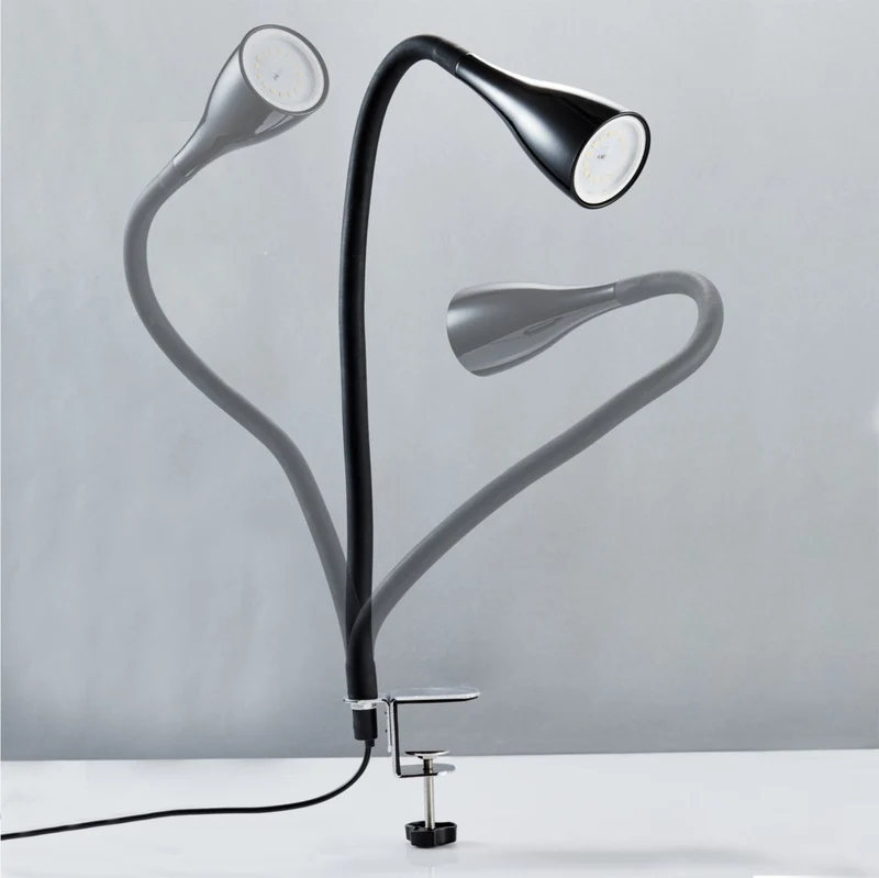 axisgo - B.K.Licht - Schreibtischlampe mit Kabelschalter, dimmbar in Stufen, schwenkbar, Tischlampe, Klemmleuchte, Tischleuchte, Bürolampe, Leselampe, Leselicht, Klemmlampe, 60x5,5 cm, Schwarz