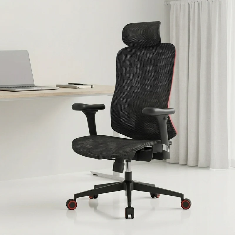 Ergonomic Mesh Office Chair, High Back Desk Chair with 3D Armrests, 3D Lumbar Support & Adjustable Headrest, Home Office Chair with Tilt Function, Swivel Computer Chair