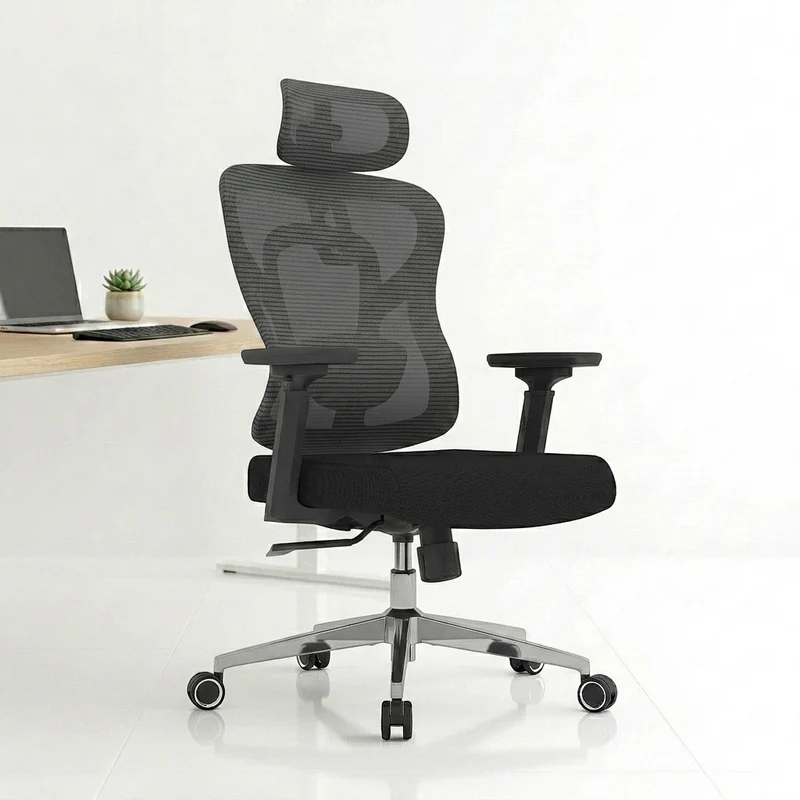 Logicfox Ergonomic Office Chair for Long Hours,High Back Mesh Chair with Adaptive Thoracic & Lumbar Support,3D Adjustable Armrests and Headrest,Designed for 8–10 Hour Workdays