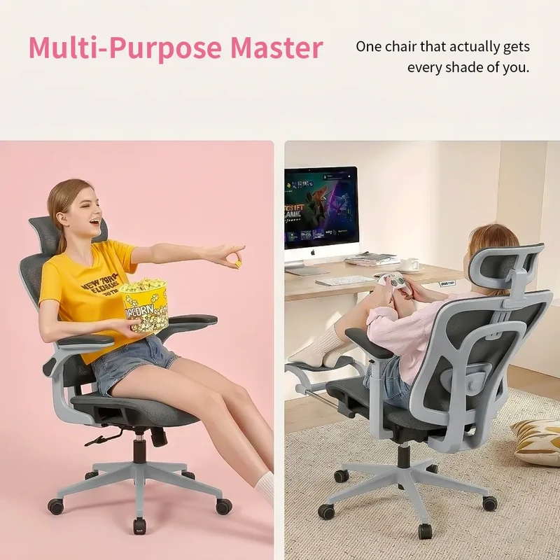 Logicfox Ergonomic Office Chair for Long Hours,High Back Mesh Chair with Adaptive Thoracic & Lumbar Support,3D Adjustable Armrests and Headrest,Designed for 8–10 Hour Workdays