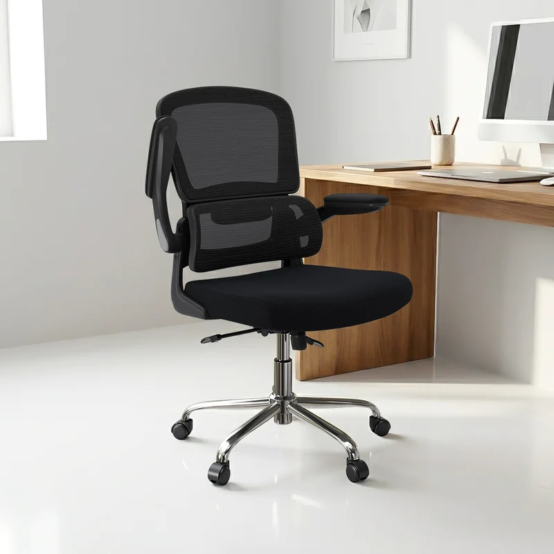 Logicfox Office Chair, Ergonomic Desk Chair - Thick Cushion Adjustable Height Computer Chair with Lumbar Support and Flip-up Armrests, Home Office Desk Chairs, Swivel Executive Task Chair