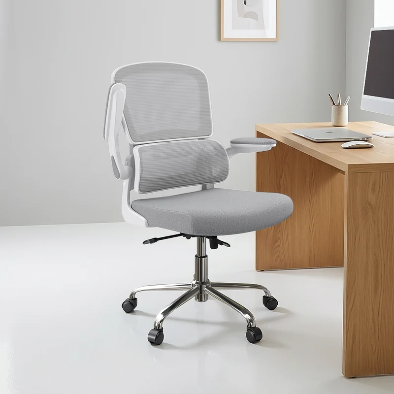 Logicfox Office Chair, Ergonomic Desk Chair - Thick Cushion Adjustable Height Computer Chair with Lumbar Support and Flip-up Armrests, Home Office Desk Chairs, Swivel Executive Task Chair