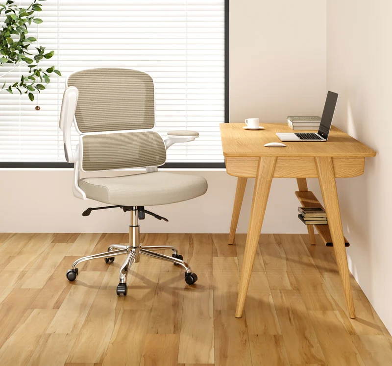 Logicfox Office Chair, Ergonomic Desk Chair - Thick Cushion Adjustable Height Computer Chair with Lumbar Support and Flip-up Armrests, Home Office Desk Chairs, Swivel Executive Task Chair