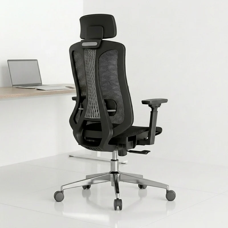 Logicfox Ergonomic Mesh Office Chair, Computer Desk Chair with 3D Armrests, Adjustable Lumbar Cushion and Adjustable Headrest, White High Back Home Office Chair with Tilt Function, Computer Chair