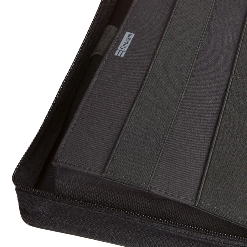 axisgo - Finocam - A4 Dokumentenmappe SERIE 00- Schwarz | Dokumentenmappe aus Polyester | Dokumentenmappe mit Reißverschluss - Stifthalter und Innentasche für Tablet | Mit Notizblock