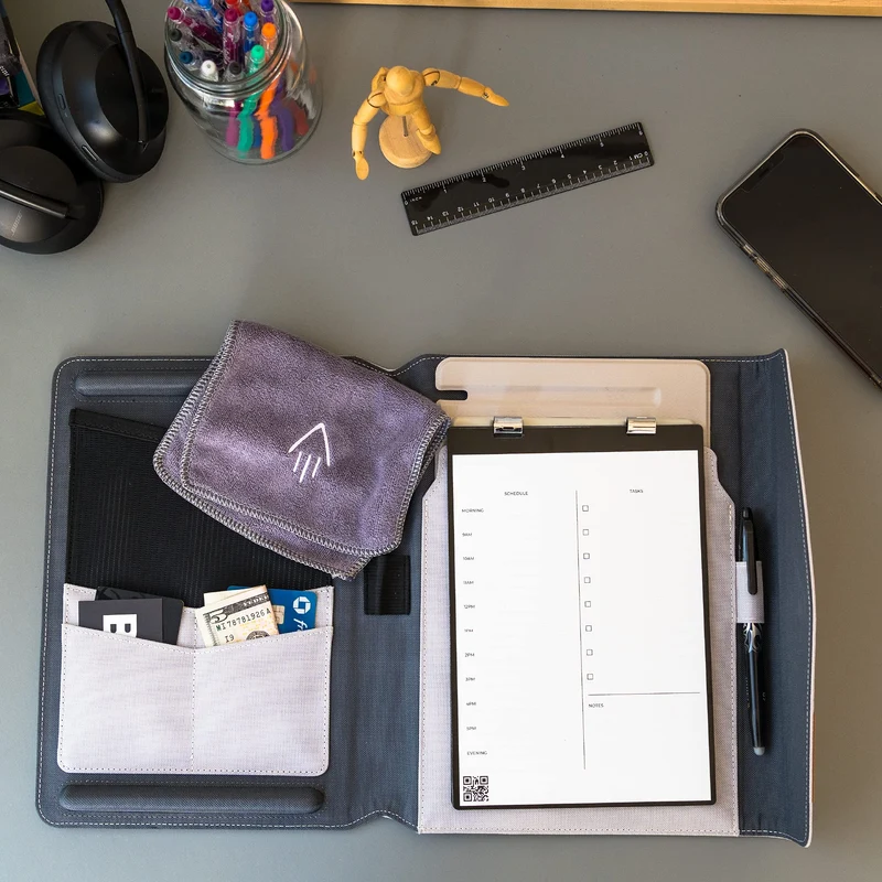axisgo - Rocketbook Kapselhülle für Orbit Executive, 100% recycelbar, mit Stifthalter, Magnetverschluss und Innenaufbewahrung, Grau