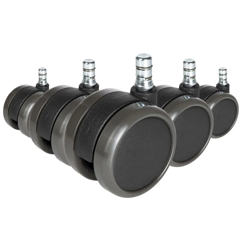 axisgo - hjh OFFICE 619025 5X Hartbodenrollen 11mm / 65mm ROLO No-Noise Stuhlrollen für Harte Böden (5er Pack)