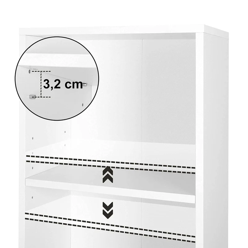 axisgo - VASAGLE Bücherregal, Regal mit 3 Fächern, Standregal, mit höhenverstellbaren Ablagen, für Wohnzimmer, Kinderzimmer, Büro, 24 x 40 x 93 cm, weiß LBC103W