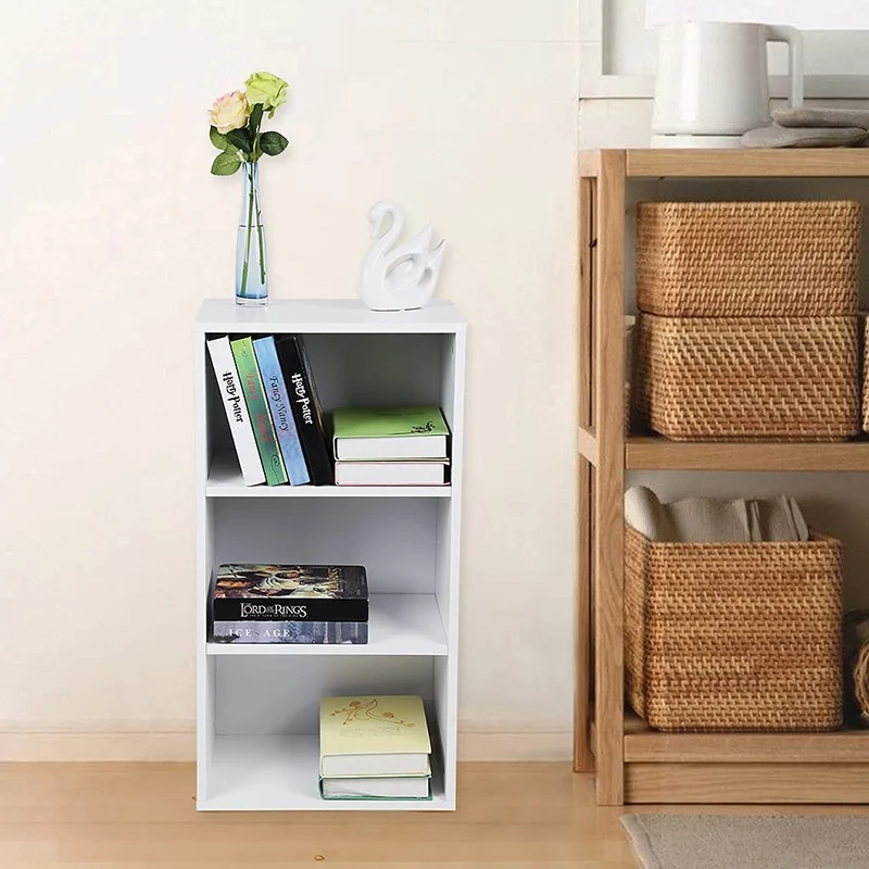 axisgo - VASAGLE Bücherregal, Regal mit 3 Fächern, Standregal, mit höhenverstellbaren Ablagen, für Wohnzimmer, Kinderzimmer, Büro, 24 x 40 x 93 cm, weiß LBC103W
