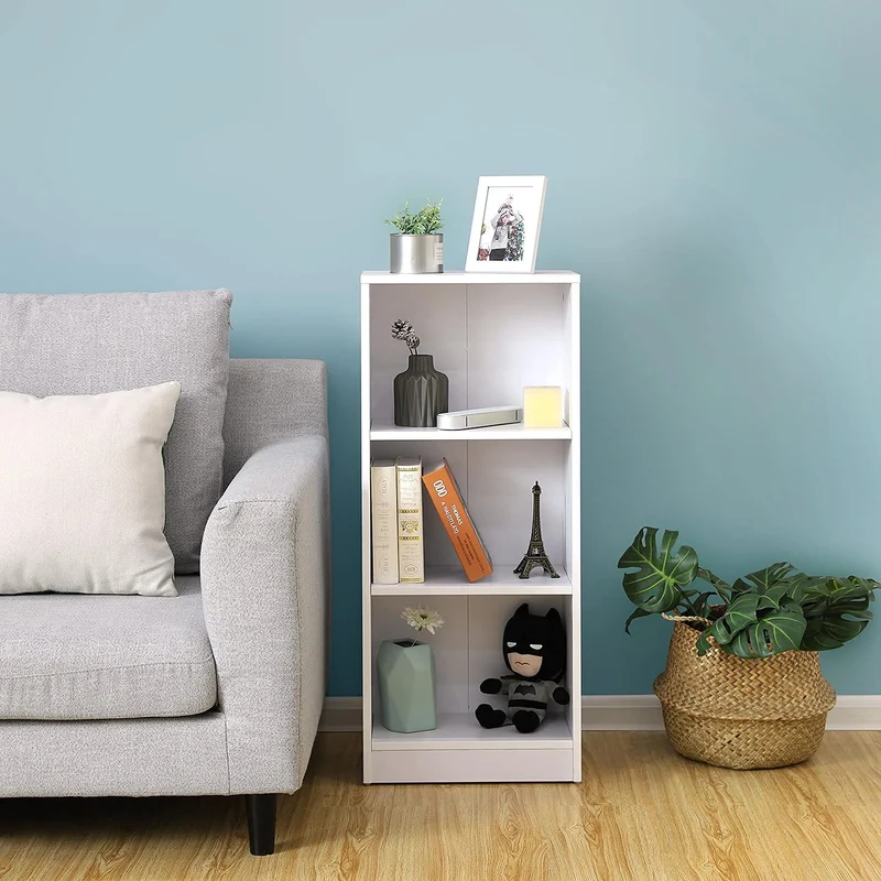 axisgo - VASAGLE Bücherregal, Regal mit 3 Fächern, Standregal, mit höhenverstellbaren Ablagen, für Wohnzimmer, Kinderzimmer, Büro, 24 x 40 x 93 cm, weiß LBC103W