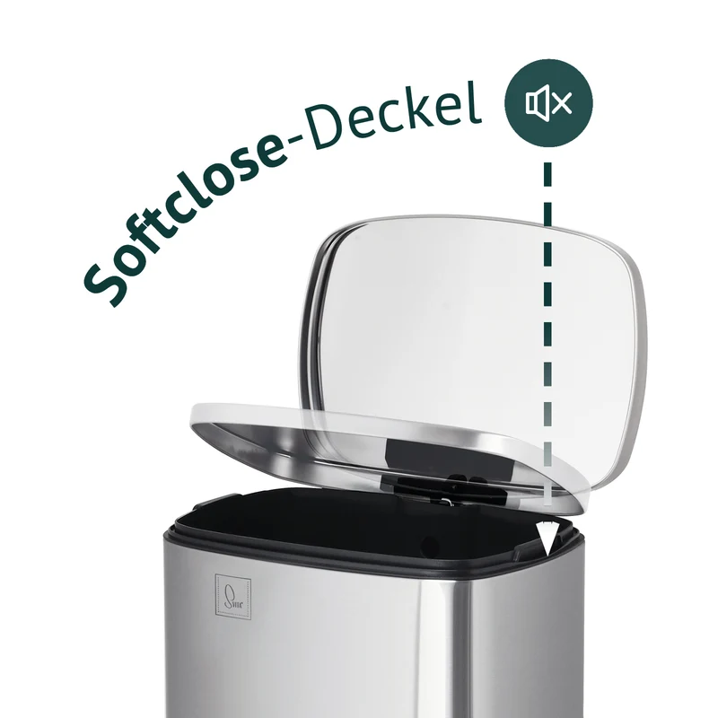 B-WareTQ50 Mülleimer 50 Liter Silber