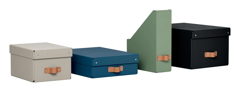 axisgo - Leitz Puro Aufbewahrungsbox mit Deckel, Medium, 2er-Set, Box 17 L, stapelbar, Organizer-Box für Regale und Schränke, FSC-Karton, für Büro und Home Office, 26 x 35 x 20 cm, Schwarz, 61490095