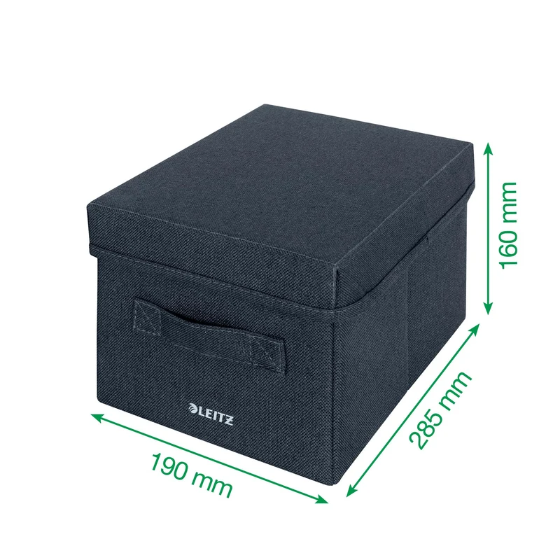 axisgo - Leitz Aufbewahrungsbox mit Deckel aus Stoff Klein, 2er-Set Organisationsboxen, Universell, faltbar & umweltfreundlich, Organizer für Büro, Haushalt, Küche & Schule, Grau, 61460089