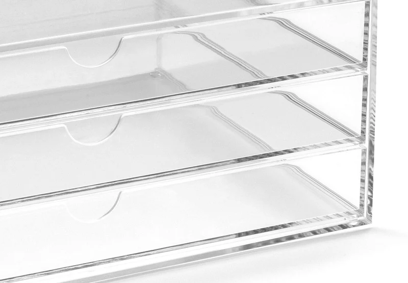 axisgo - OSCO A3TSL Magazin mit 3 Schubladen aus klarem Acryl im Querformat farblos