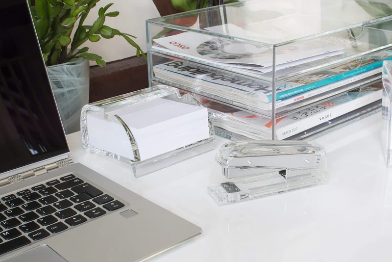 axisgo - OSCO A3TSL Magazin mit 3 Schubladen aus klarem Acryl im Querformat farblos