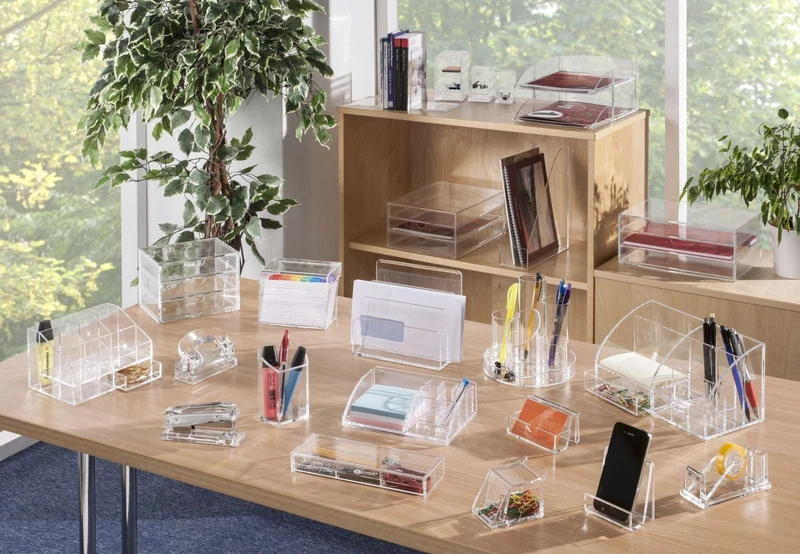 axisgo - OSCO A3TSL Magazin mit 3 Schubladen aus klarem Acryl im Querformat farblos