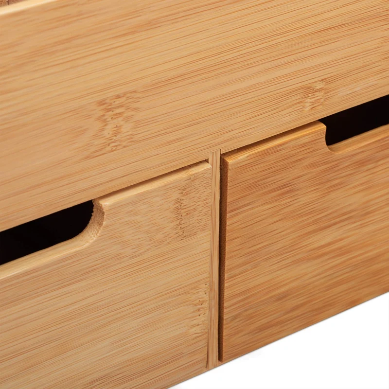 axisgo - Relaxdays Schreibtisch Organizer Bambus, natur