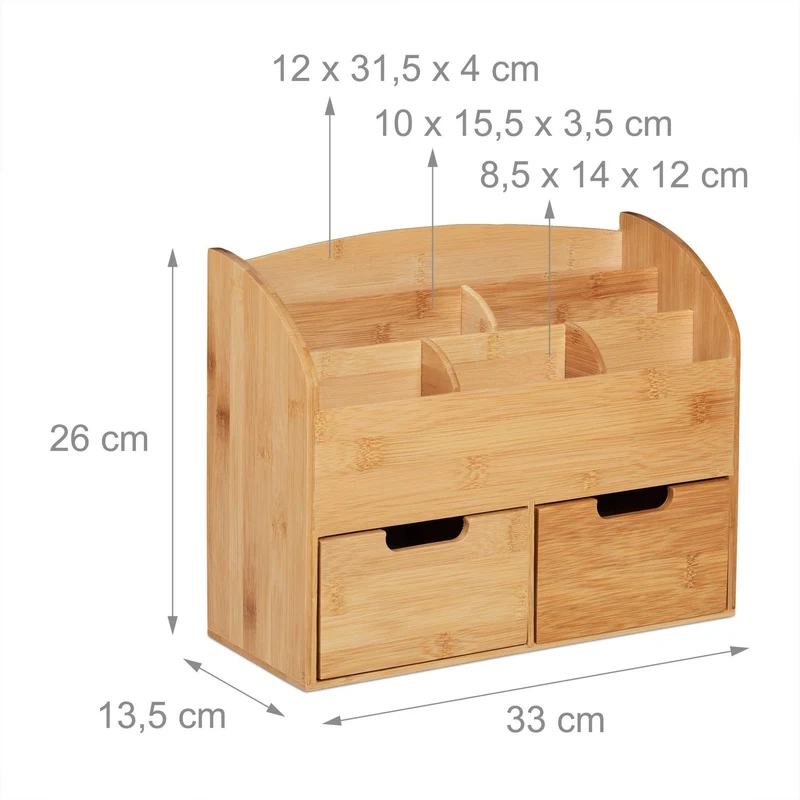 axisgo - Relaxdays Schreibtisch Organizer Bambus, natur
