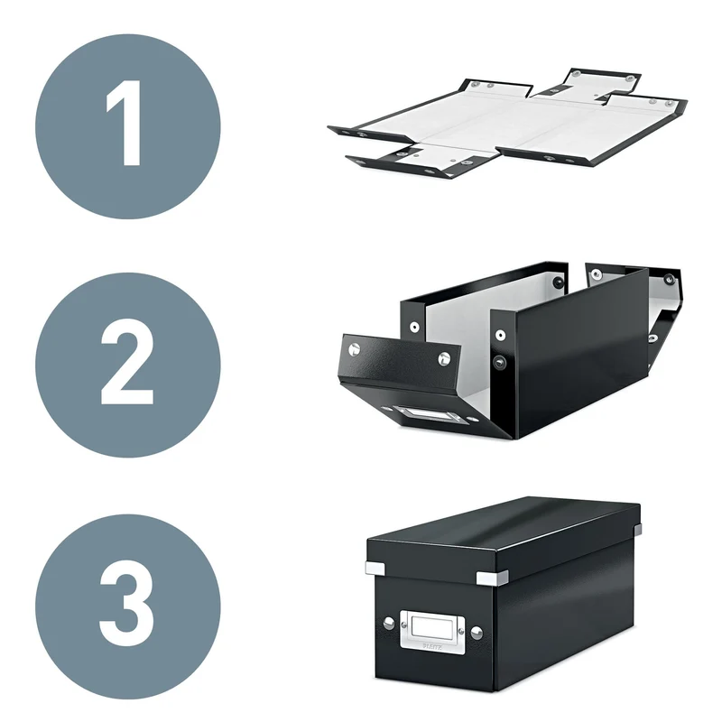 axisgo - Leitz Click & Store Aufbewahrungsbox mit Deckel Mittel-Groß, Box für Unterlagen bis A4 im Büro u. Haushalt, Transportbox aus 85 % recycelter Premium-Hartpappe, Stabile Metallgriffe, Gelb, 60440016