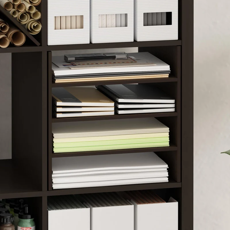 axisgo - Furinno Cubicle Aktenordner-Würfeleinsatz mit 3 Ablagen, Dunkle Eiche